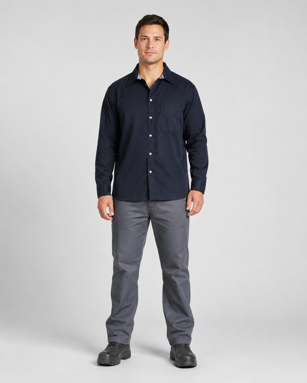 Camisa Industrial Negra de Trabajo de Alto Rendimiento