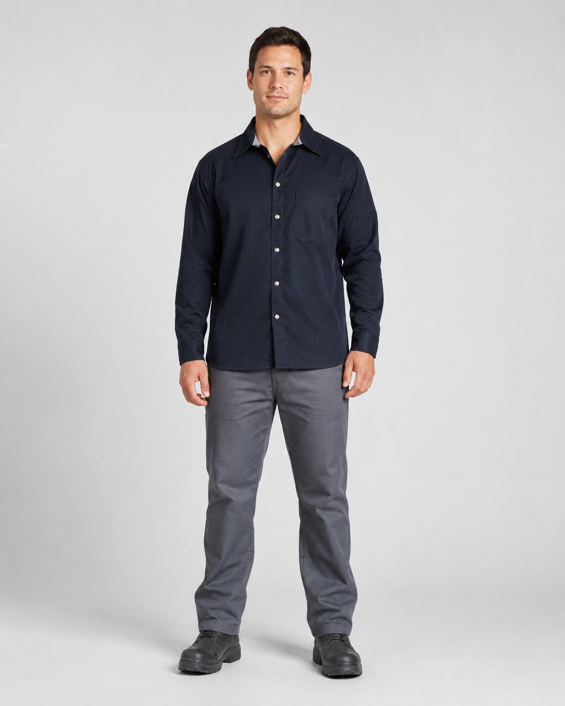 Camisa Industrial Negra de Trabajo de Alto Rendimiento