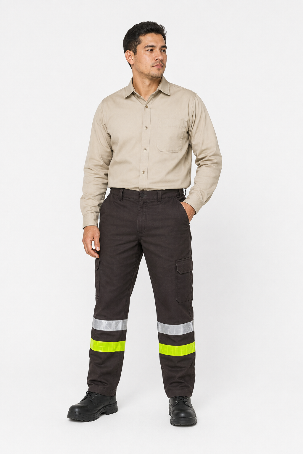 Pantalón Industrial en Gabardina con Cintas Reflejantes